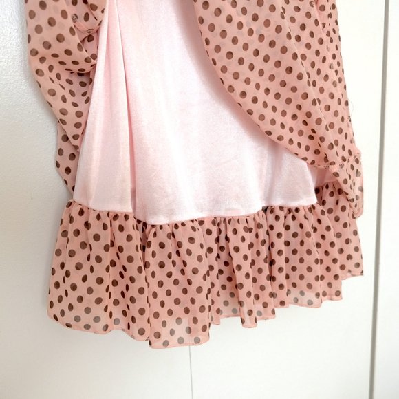 Katie Baby Pink w/ Chocolate Brown Polkadot Dress - Picture 6 of 7